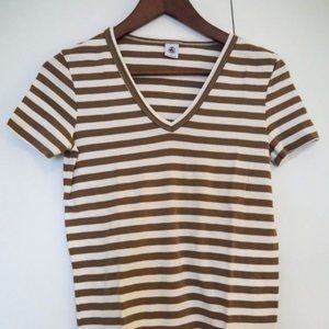 Petit Bateau 100% Cotton V-Neck Striped T-Shirt